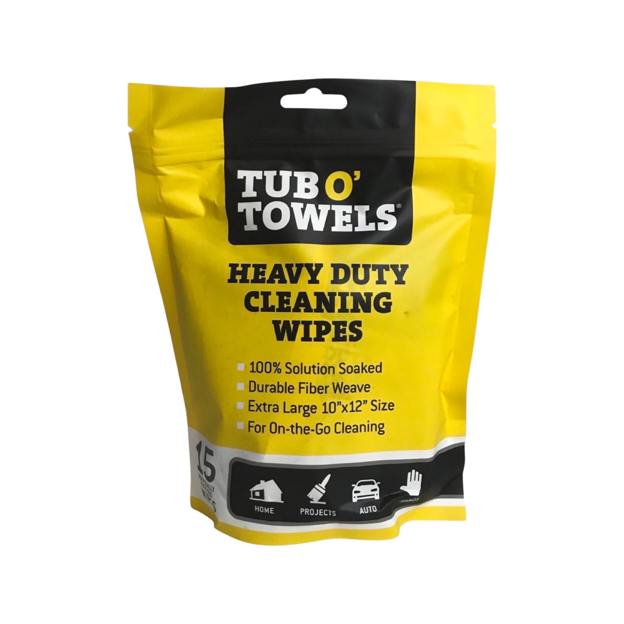 Tub O' Towels TW01-15 - Heavy Duty Multi-Surface Cleaning Wipes - 15 ct.