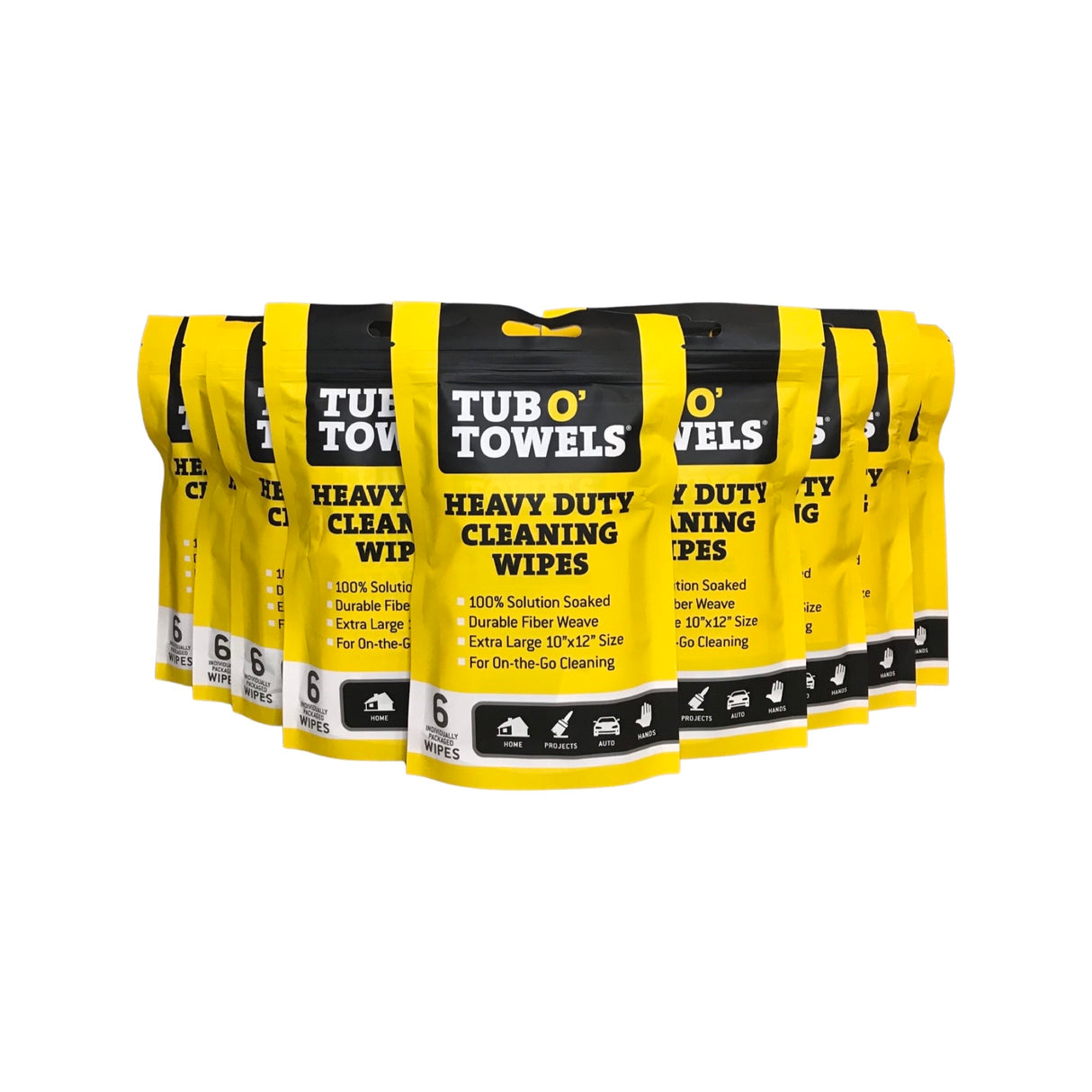 Tub O' Towels TW01-6 - 9 Pack Heavy Duty Multi-Surface Cleaning Wipes -  Resealable