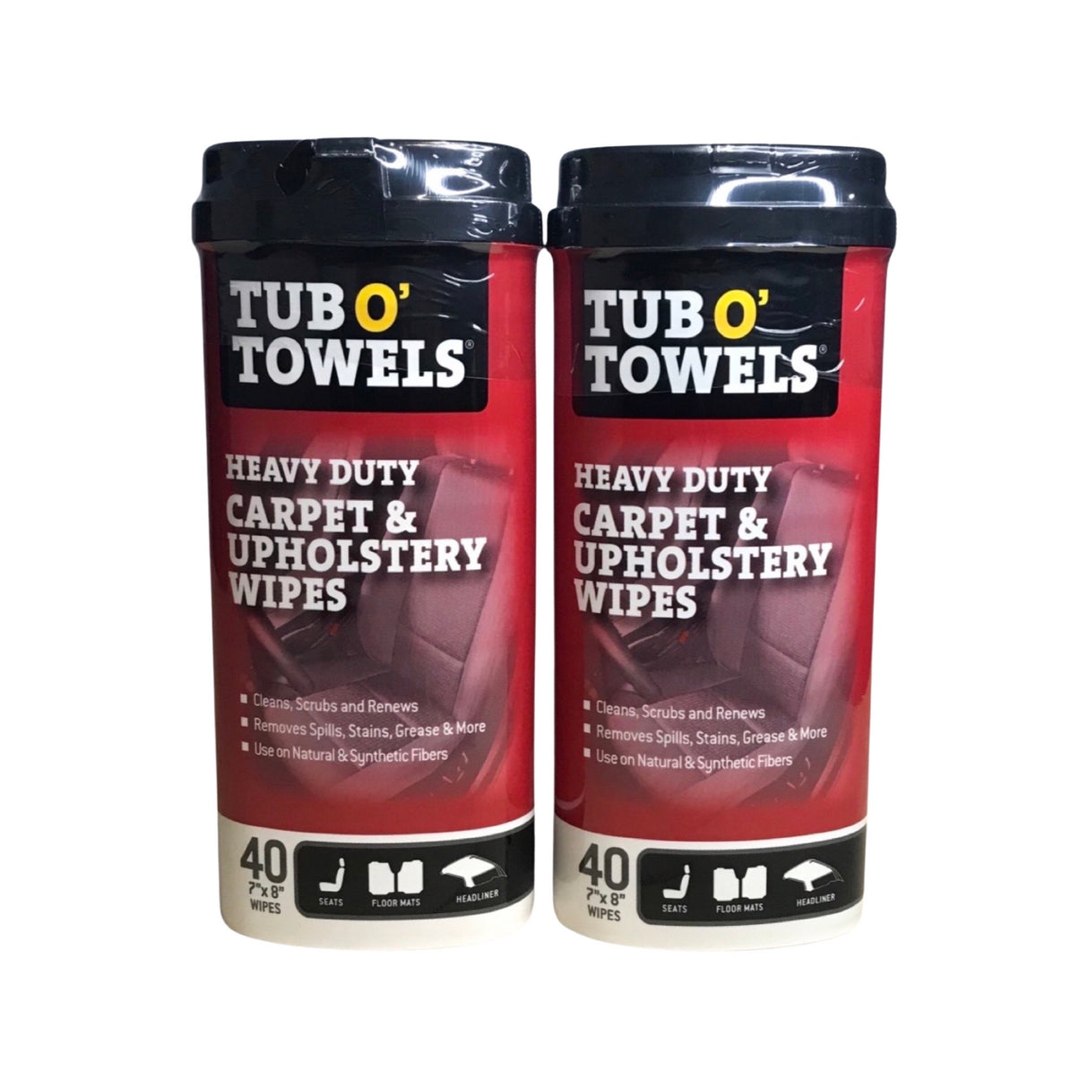 Tub O' Towels TW40-CPA - 2 Pack Heavy Duty Carpet & Upholstery Automotive Wipes