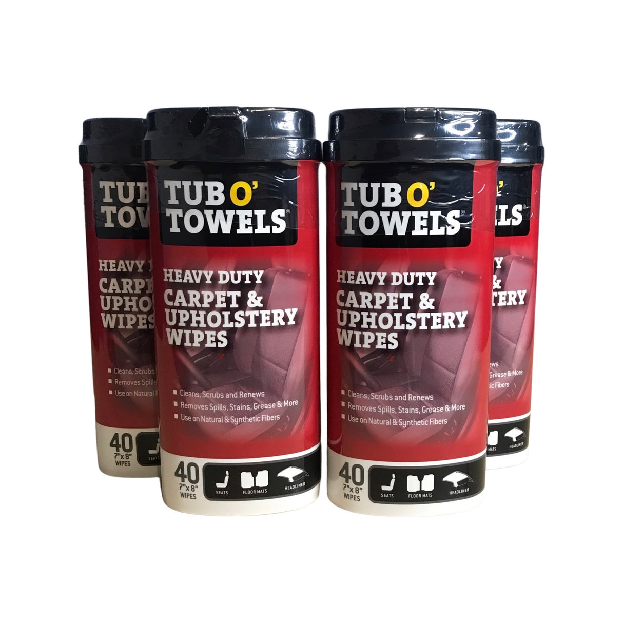 Tub O' Towels TW40-CPA - 4 Pack Heavy Duty Carpet & Upholstery Automotive Wipes