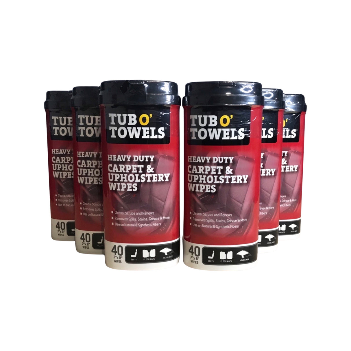 Tub O' Towels TW40-CPA - 6 Pack Heavy Duty Carpet & Upholstery Automotive Wipes