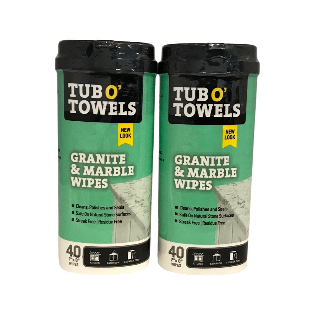 Tub O' Towels TW40-GR - 2 Pack Heavy Duty Granite & Marble Wipes