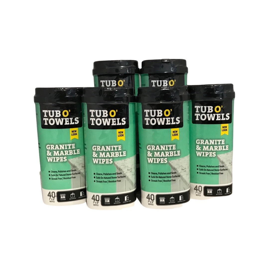 Tub O' Towels TW40-GR - 6 Pack Heavy Duty Granite & Marble Wipes