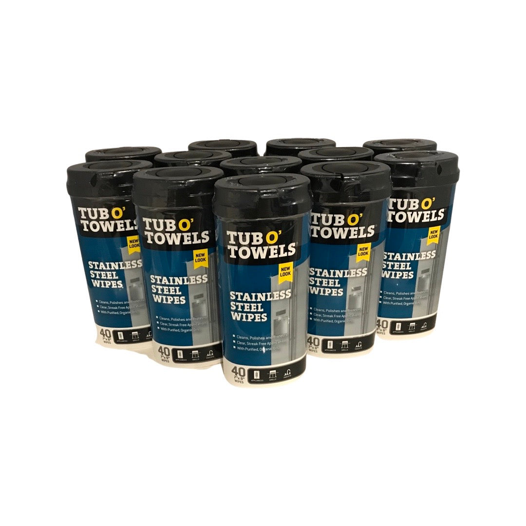 Tub O' Towels TW40-SS - 12 Pack Stainless Steel Wipes