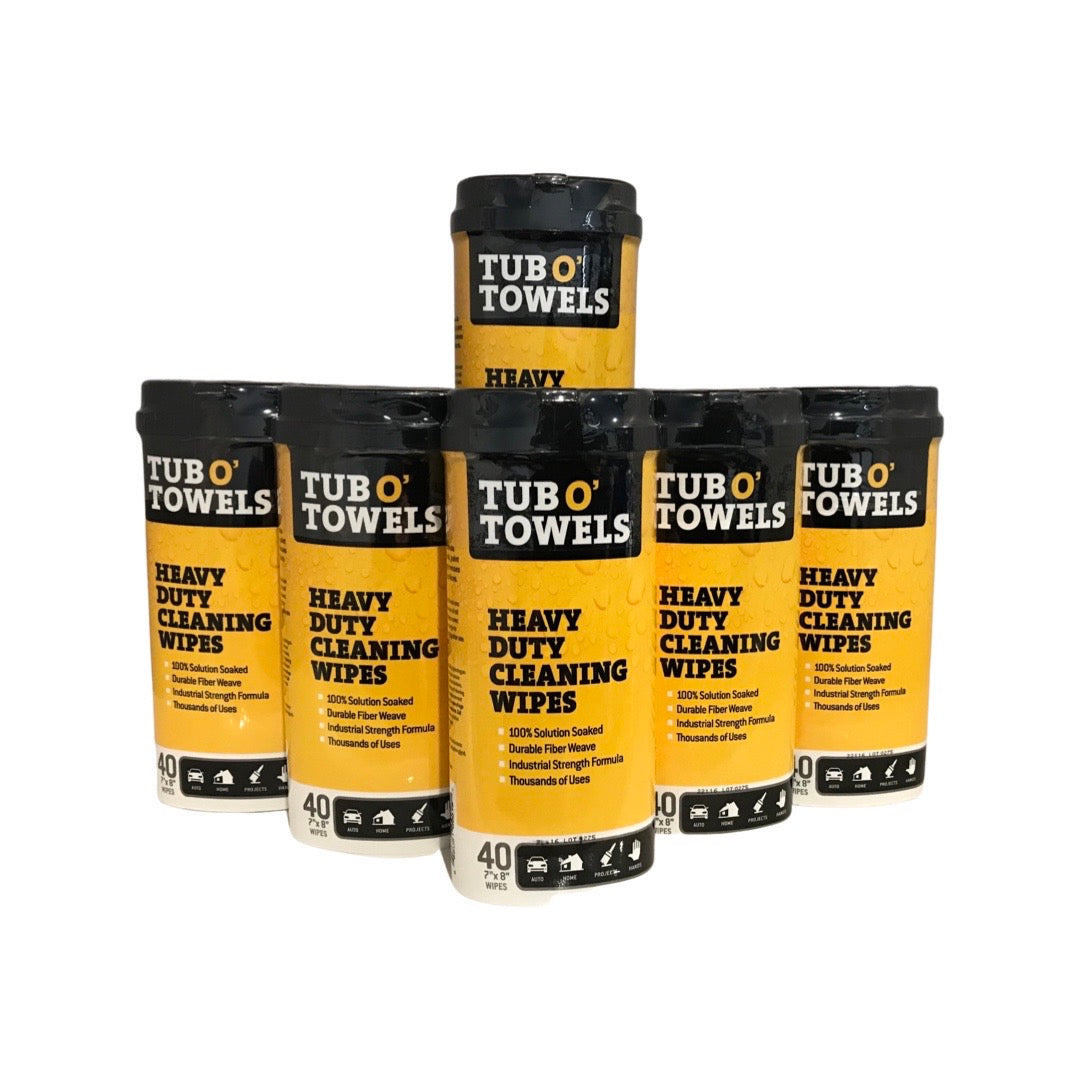 Tub O' Towels TW40 - 6 Pack Heavy-Duty Multi-Surface Cleaning Wipes
