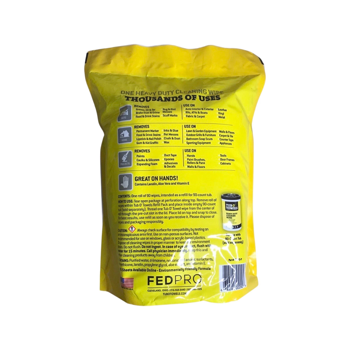 Tub O' Towels TW90-P - 3 Pack Heavy Duty Extra Large 10" x 12" Cleaning Wipes Refill