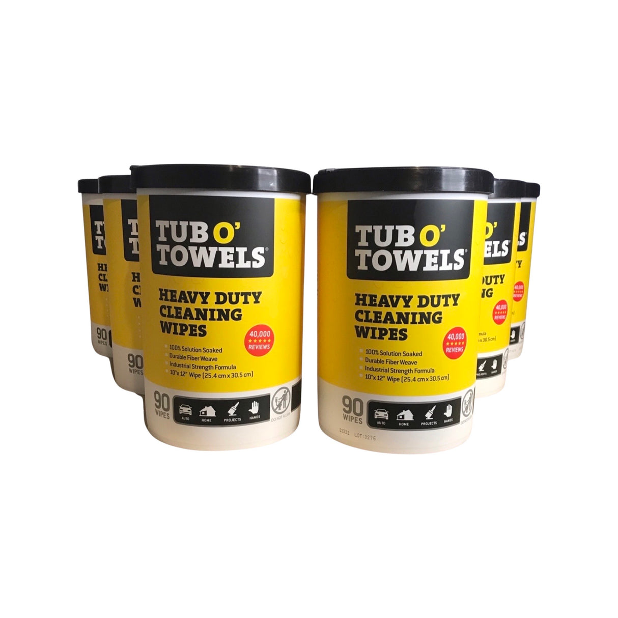 Tub O' Towels TW90 - 6 Pack Heavy Duty Extra Large 10" x 12" Cleaning Wipes