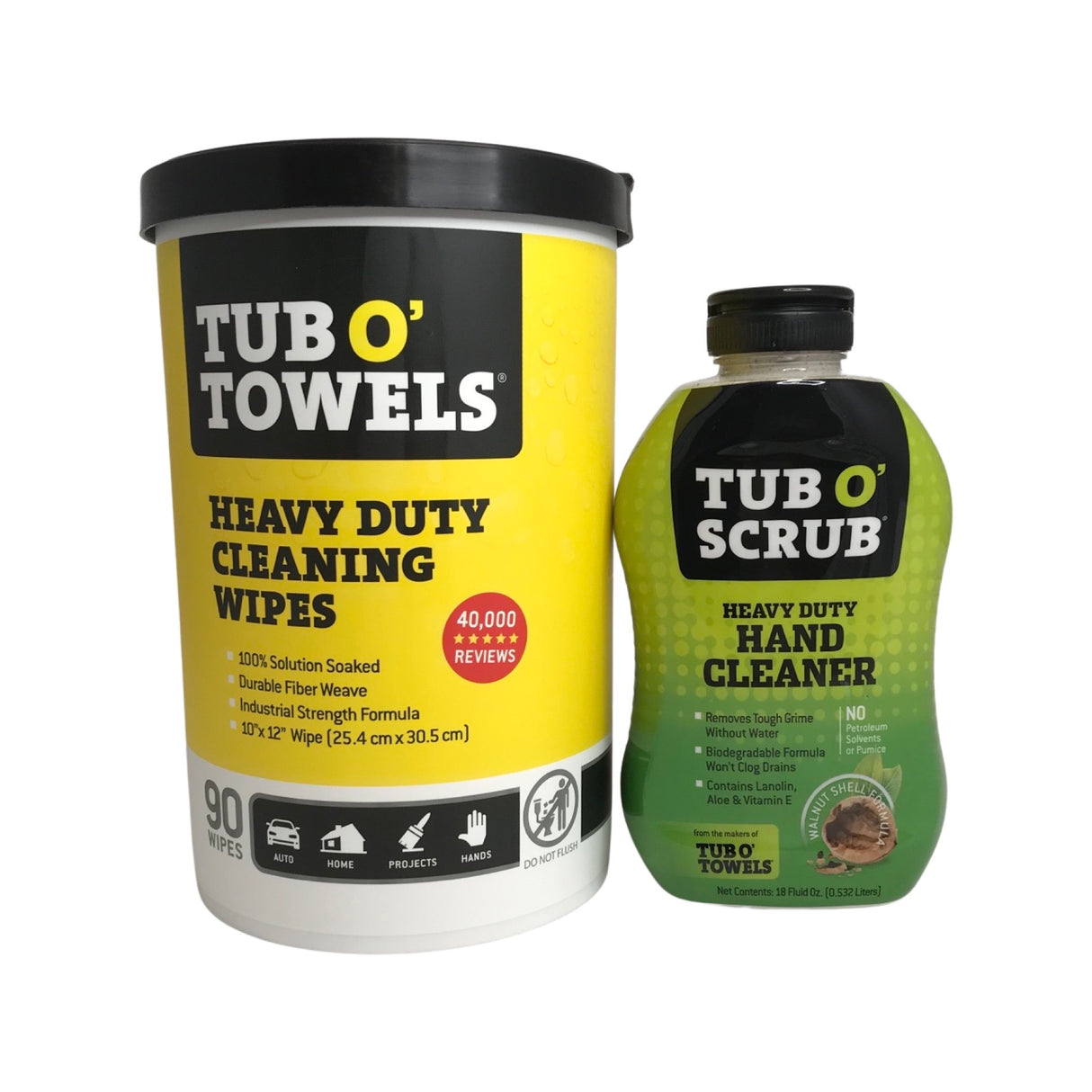 Tub O Towels TW90 + TS18 Heavy Duty Multi-Surface Cleaning Wipes- & Hand Cleaner