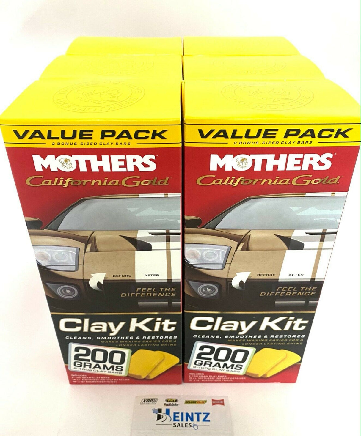 MOTHERS 07240 California Gold Clay Kit 6 PACK - Smoothes & Restores - 2-100g Clay Bars
